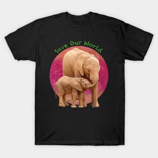 Save Our World - Elephants in Jungle Green T-Shirt